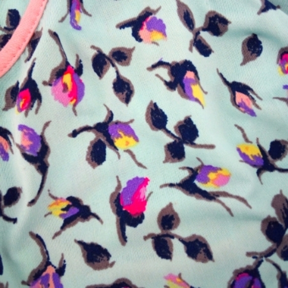 Betsey Johnson Mint Green Floral Pajama Top 2016 Collection Spandex Blend M - Picture 4 of 11